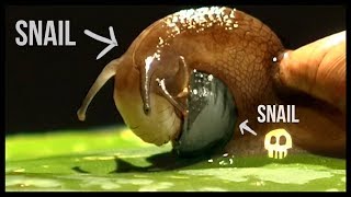 Snail Eating Another Snail Whole  Hawaiis Snail Problem [upl. by Alesiram]