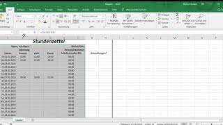 StundenzettelArbeitsnachweisZeiterfassung erstellen in Excel [upl. by Ordnajela890]