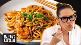 15minute Garlic Shrimp Udon Noodles  Marions Kitchen [upl. by Gona]