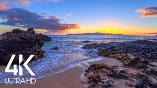 8 HOURS of Fascinating Sunset over the Tropical Beach with Calming Waves Sounds 4K UHD [upl. by Milurd]