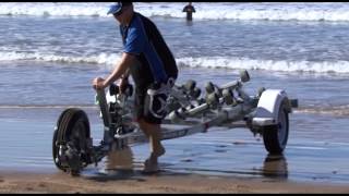 How to beach launch a boat in the surf [upl. by Aztiram]