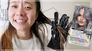 TRIED TO DYE MY HAIR SILVER  quarantine vlog [upl. by Terrilyn]