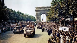 American Troops Liberate Paris  WW2 Film From 1944 HD and Color [upl. by Ahsats]