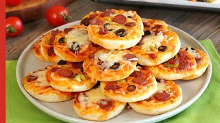 Super Easy PIZZA BITES 🍕  The Best Mini Pizza Recipe With Homemade Pizza Dough [upl. by Bernadine]