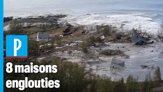 Norvège  un puissant glissement de terrain emporte 8 maisons dans la mer [upl. by Gamaliel]