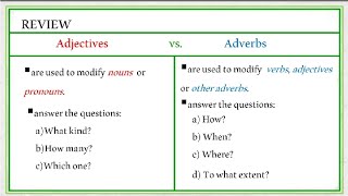 Difference Between Adjective and Adverb [upl. by Anihsat550]