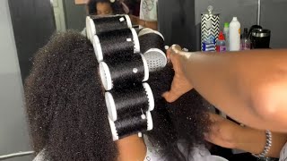 HOW TO ROLLER SET NATURAL HAIR  FULL BOUNCY AND BEAUTIFUL SILK HAIR [upl. by Eiramadnil]