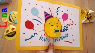 🥳 𝗞𝗿𝗲𝗮𝘁𝗶v 𝗺𝗶𝘁 𝗟𝗲𝗻𝗮 Geburtstagskarte basteln 🎉 😉 DIY Emoji Birthday Card DIY 🎈Эмоджи открытка [upl. by Ozneral]