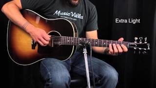 The Ultimate Acoustic String Comparison  Extra Light vs Custom Light vs Light vs Medium [upl. by Valencia]