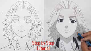 How to Draw Manjiro Sano Mikey Tokyo Revengers Step by Step  Tutorial [upl. by Sabanrab]