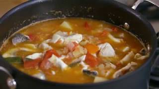 How to make a Greek Fish Stew with Jamie Olivers Tefal Hard Anodised Cookware [upl. by Rimas]