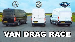 Mercedes Sprinter vs Ford Transit vs VW Crafter VAN DRAG RACE [upl. by Graham]