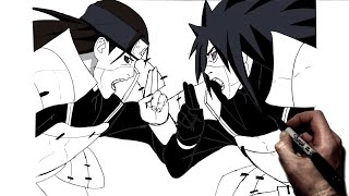 How to Draw Madara vs Hashirama  Step By Step  Naruto [upl. by Ier682]