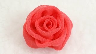 DIY How to make Chiffon Rose Tutorial DIY Chiffon Rose Bud [upl. by Kelam639]