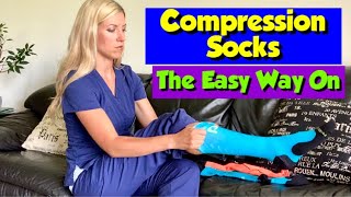 How to Put On Compression Socks THE EASIEST WAY [upl. by Ettenrahc146]