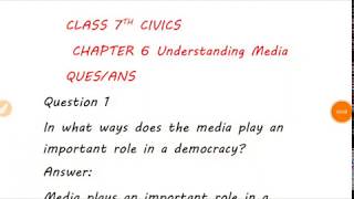 Class 7th Understanding Media chapter 6 civics QUESANS full explanation हिंदी में [upl. by Presley]