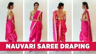 How to Wear a Nauvari Saree  Maharashtrian Saree Draping  Ganesh Puja Saree [upl. by Hiltner]