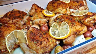 Baked Lemon Garlic Chicken Recipe  Lemon Garlic Cream Sauce Recipe [upl. by Griffie108]