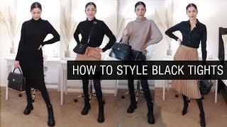 9 TIGHTS OUTFIT IDEAS How to style tights in the cold  The Allure Edition [upl. by Honig815]