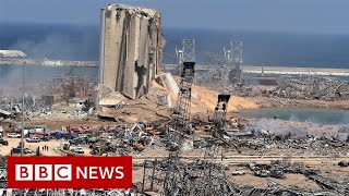 Aerial footage shows aftermath of Beirut blast  BBC News [upl. by Goetz441]