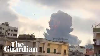 Beirut explosion footage shows massive blast shaking Lebanons capital [upl. by Tacye]