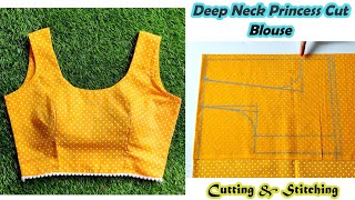 Padded Blouse Cutting And Stitching  32 Size Princess Cut Blouse  Stitch By Stitch [upl. by Llerahc]