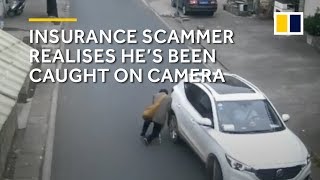 China insurance scammer caught on CCTV camera [upl. by Supat245]