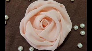 DIY chiffon rosefabric rose tutorialhow to make [upl. by Seys710]