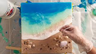 Ocean Resin With Real Sand And Shells Tutorial Voice Over [upl. by Llerrud]