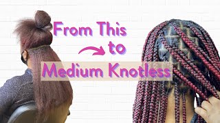 Medium Knotless Braids  Burgundy  Watch Me Work [upl. by Felicdad]