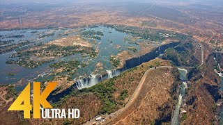 4K Victoria Falls  Africa Zambia amp Zimbabwe  Nature Relaxation Video amp Aerial Views [upl. by Liliane]