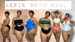 Curvy plus size Aerie Swimsuit Haul [upl. by Moyra]