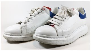 HOWTO Clean leather Alexander McQueens  Sneaker Cleaning [upl. by Aicileb]