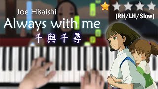 「鋼琴教學」Always with me 千與千尋神隱少女 初階版  宮崎駿動畫－久石讓 Piano Cover 琴譜 [upl. by Freemon]