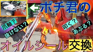 【耕運機】爪軸は超硬い！マジで抜けない？！そしてガスで炙ります！【ヤンマー管理機ポチ】オイルシール交換！ [upl. by Nnylorac]