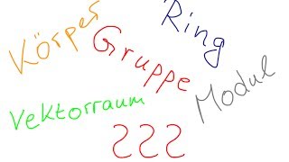 Gruppe Körper Ring Vektorraum Modul  Math Intuition [upl. by Lyrac2]