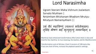 Ugram Veeram MahaVishnum Lord Narasimha Mantra [upl. by Ineslta723]