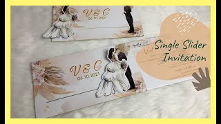 SINGLE SLIDER INVITATION  BOHO WEDDING INVITES  How to  DIY Creative Wedding Invitation Idea [upl. by Nuhsyar747]