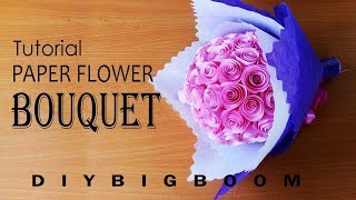 HOW TO MAKE PAPER FLOWER BOUQUET TUTORIAL EASY STEP BY STEP [upl. by Neomah196]