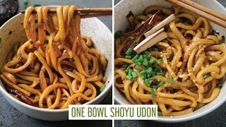 ONE BOWL SHOYU UDON  Easy Vegan Noodle Recipe Ready in 15 minutes or less 🥢 [upl. by Gnouhc]