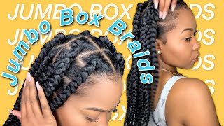 EASY Jumbo Box Braids  Rubberband Method  Beginner Friendly  Protective Style [upl. by Trofmoc]