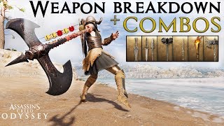 Assassin’s Creed Odyssey WEAPON BREAKDOWN  COMBOS Movesets  Canceling  Optimal Attacks [upl. by Ylliw366]