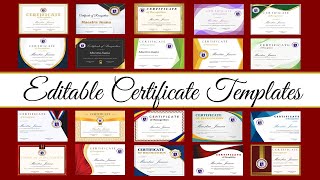 EDITABLE CERTIFICATE TEMPLATES [upl. by Aliuqaj827]