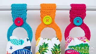 HOW to CROCHET HANGING RING TOWEL HOLDER  Easy Toppers for Kitchen [upl. by Abisha]