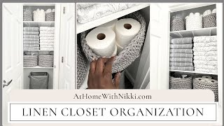 How To Organize A Small Linen Closet  Tiny Closet Tips amp Ideas [upl. by Thant]