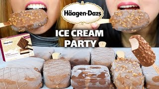 ASMR HAAGEN DAZS ICE CREAM PARTY EXTREME CRUNCHY EATING SOUNDS  KimampLiz ASMR [upl. by Kiki93]