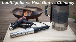 How to light charcoal Looftlighter vs Heat Gun vs Chimney [upl. by Mraz]