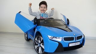 Yusufa yeni BMW i8 akülü araba Kids pretend play with battery powered car [upl. by Corbie]