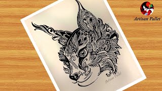 How to Draw a Mandala Animal Art for Beginner  Easy Animal Doodle Art Step by Step  13 [upl. by Atnauq]