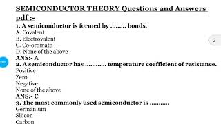 Semiconductor Theory Questions  with Answers  Electrical Engineering Mcqs [upl. by Aynosal507]